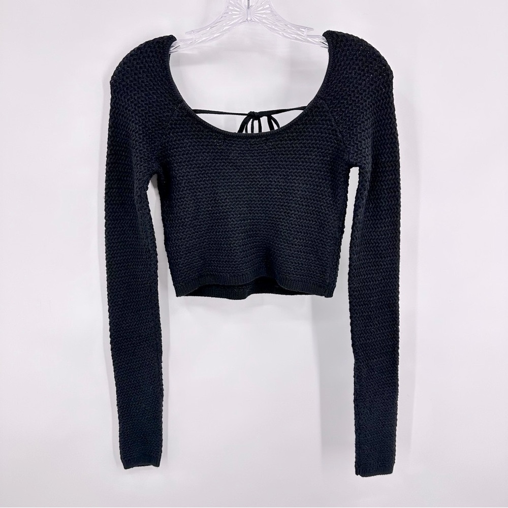 Free People FP Beach Playing Hard To Get Sweater Cropped Cotton Black Size XS - Picture 6 of 11
